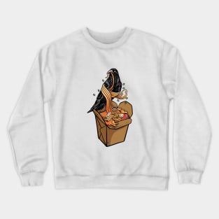 Amazing crow eating delicious ramen box Crewneck Sweatshirt